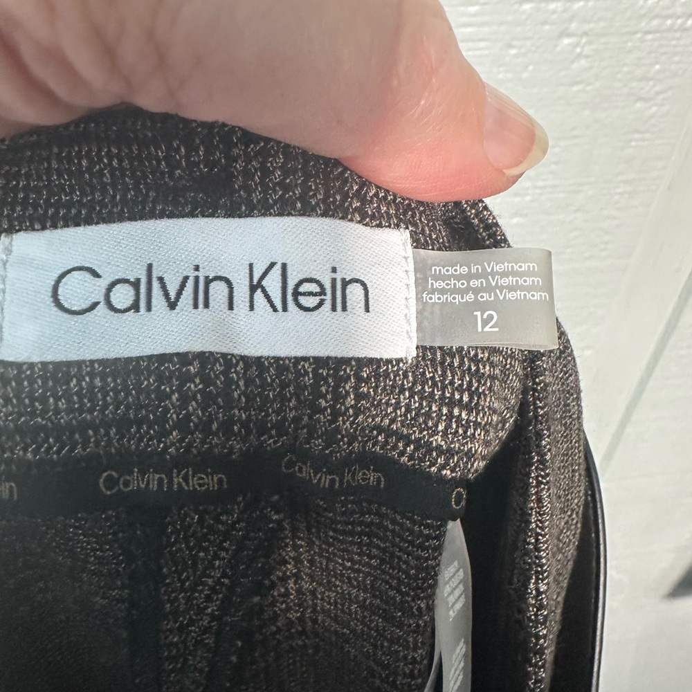 Calvin Klein Women's Brown Herringbone Belted Pants Size 12 N… - Picture 10 of 11